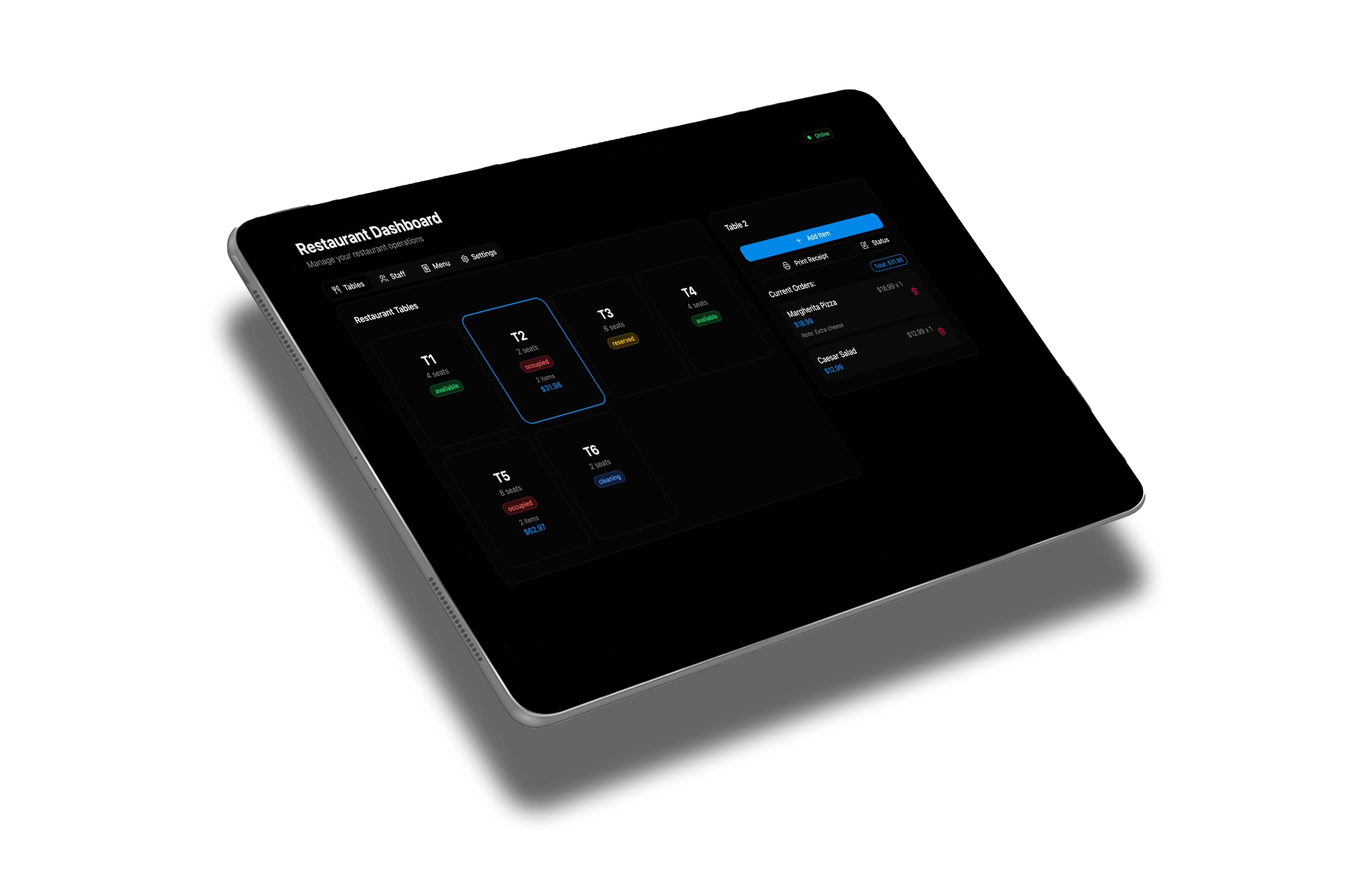 Преглед на QR менюто на таблет